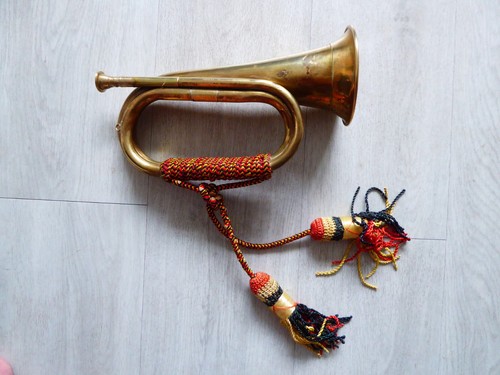 Military brass bugle with - brass,