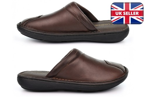 Mens leather slippers - slippers, outdoor