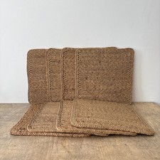 Vintage Rustic Set x8 Large Square Woven Weaved Table Plate Placemats Mats Rare