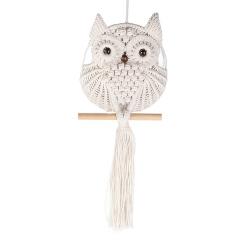 Owl macrame wall hanging hand - owl,