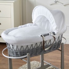 Baby Moses Basket White Waffle
