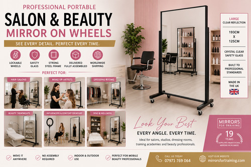 Portable salon mirror - mirror, on