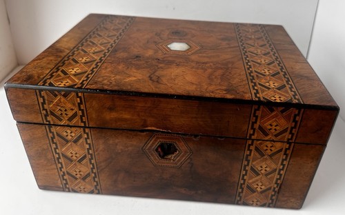 Antique burr walnut writing - walnut,