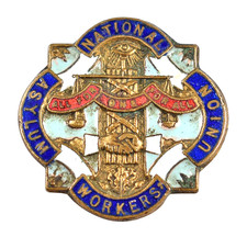 Vintage Old The National Asylum Workers Union Enamel Lapel Brooch Badge