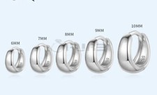 Silver Women Men 925 Sterling Silver Small Smooth Huggie Ear Hoop Earrings 6mm