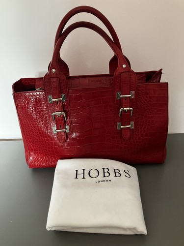 Hobbs red leather mock croc - red,