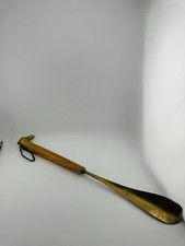 Vintage Long Brass Shoehorn with Eagle Head & Wood Handle ~40 сm