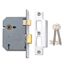 Union 2277 Chrome Face 3 Lever Mortice Sash Lock 75mm Case Depth