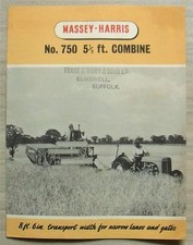 MASSEY HARRIS 5½ Ft Combine No 750 Agricultural Sales Brochure 1950s