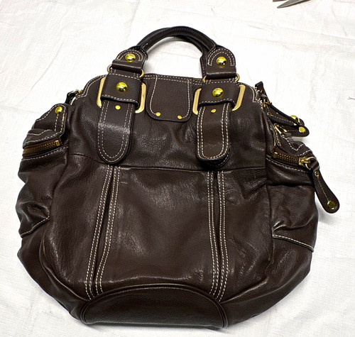 Hype brown pebbled satchel - hype, top