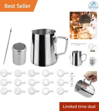 Durable 350ml Stainless Steel Milk Frother Jug with Point-Mouth & Latte Art Kit