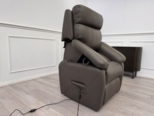 DFS Lift and Rise Electric Power Recliner Armchair Grey Genuine Leather
