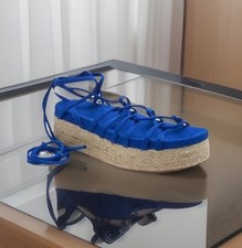 New Next Size 5 Cobalt Blue Forever Comfort Strappy Espadrille Flatforms Eu 38