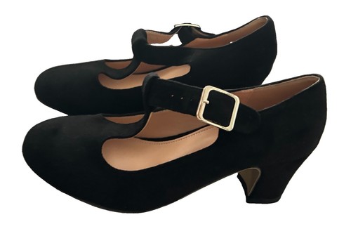 Black faux suede bar mary - suede, bar/