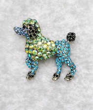 Poodle Dog Brooch Rhinestones