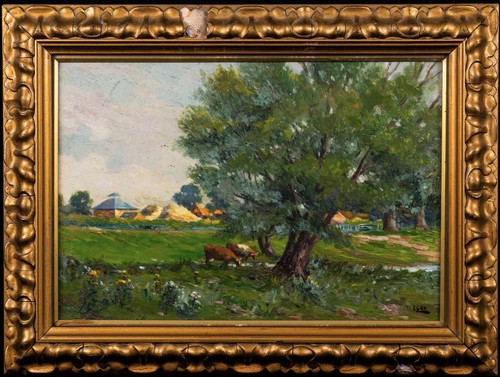 Oil painting antique cattle - painting,, antique,