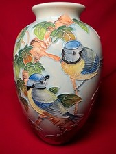 Vintage Rare Old Tupton Ware Blue Toys Vase Birds Peach Spring Tree
