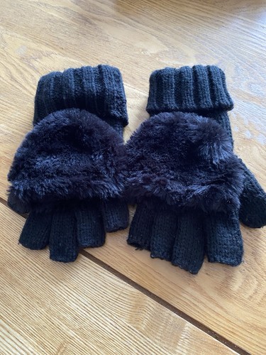 Ladies black fingerless gloves - ladies,