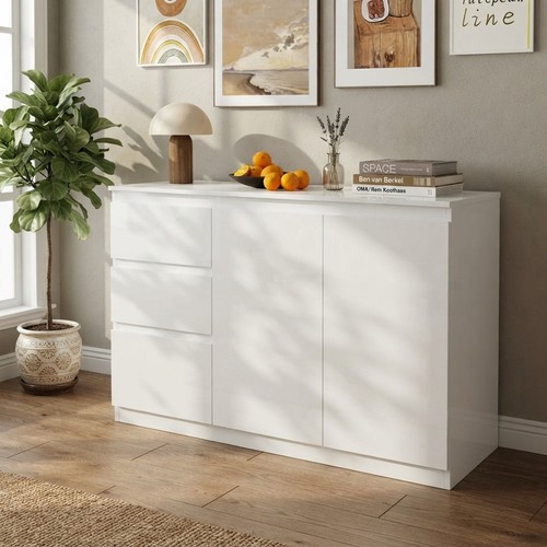 High gloss white sideboard - high,