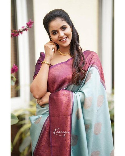 Dola silk saree foil print - dola,