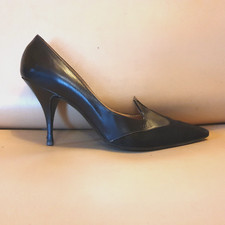 Vintage 1950s ladies shoes size 4 Black Suede Leather Stiletto Heels