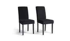 Pair Of Midback Velvet Dining Chairs - Black.