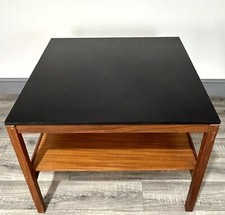 Stylish Mid Century Teak Coffee Table Black Top Guy Rogers Style