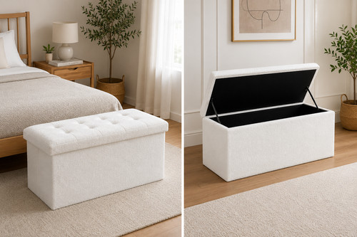 Mira boucle ottoman storage - boucle,