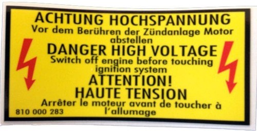 Sticker engine bay warning - engine,