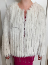 New WHITE FAUX FUR Prom JACKET