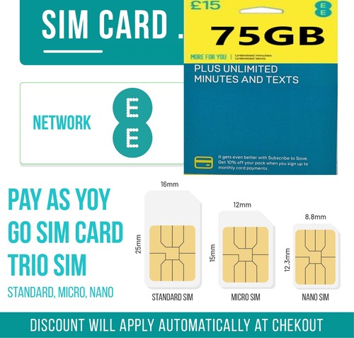 25gb pay you sim - ee, go