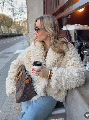 Zara faux shearling jacket - faux,