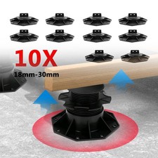 10Pcs Adjustable Decking Pedestal Riser Shed Base Foot Support 18mm-30mm Set Kit
