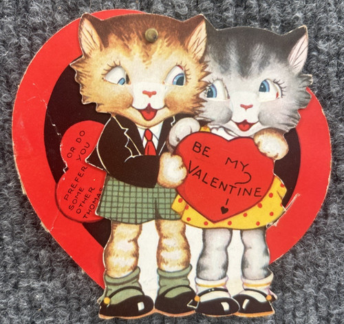 Vintage valentine card cat - valentine,