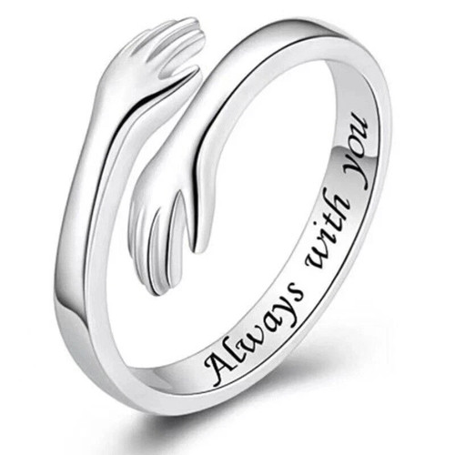 Sterling silver love hug ring - hug,