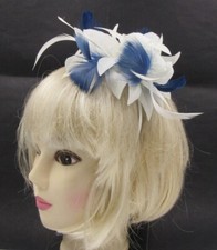 off white and navy blue fascinator headband weddings,races prom