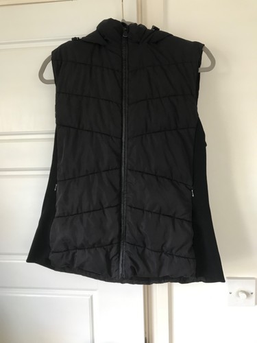 Zara black puffer gilet hooded - black,