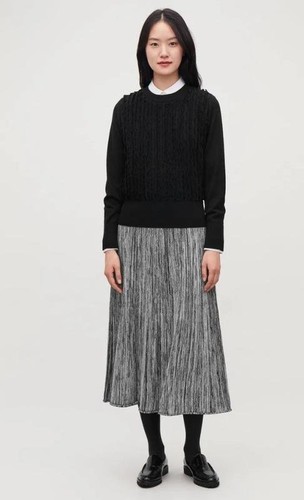 Women cos sweater black wool - black,