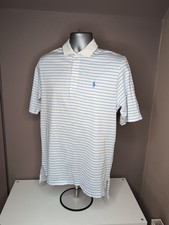 Ralph Lauren Polo Golf Shirt Men’s M – White & Blue Stripes Pima Cotton ??⚪