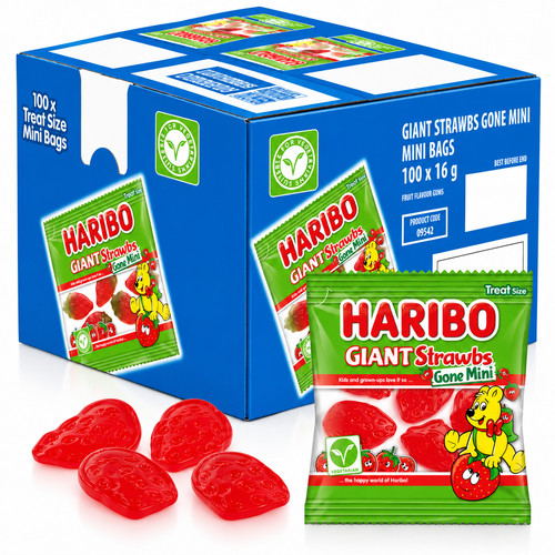 Haribo giant strawbs gone mini - haribo,