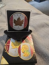 1oz Hologram Gold Maple Leaf Diamond Canadian Flag.999 Fine