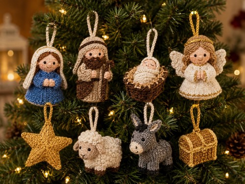 Mini nativity tree - tree, ornaments