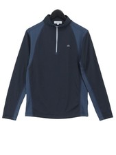 Calvin Klein Men's Loungewear M Blue Checkered 100% Polyester High Neck Basic