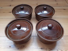 4 Vintage Lidded Soup Bowls by Pearsons Of Chesterfield 5" Stoneware