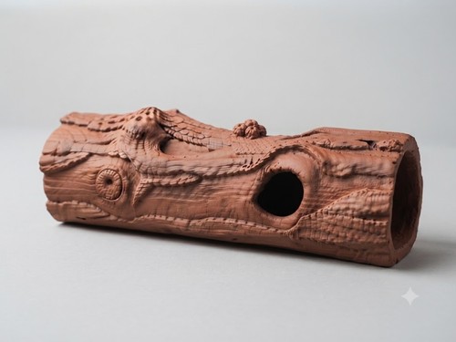 Natural wood log reptile - natural,
