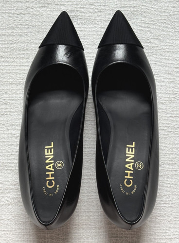Chanel black goatskin cap toe - goatskin,