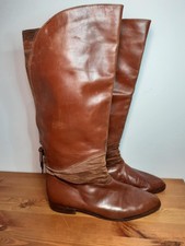 Russell & Bromley Brown Leather And Suede Womens Long Boots Size EU 40.5 UK 7