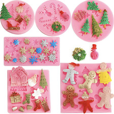 100+ Christmas Silicone Fondant Mould Santa Holly Sugar Craft Icing Chocolate UK