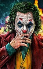 Smoking Joker Canvas Wall Art Print Framed for Living Room, Bedroom, Large