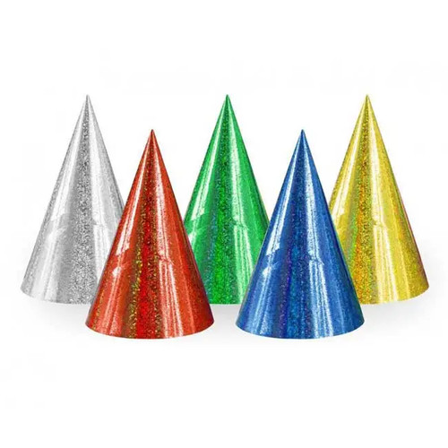 Holographic cone party hats - party,